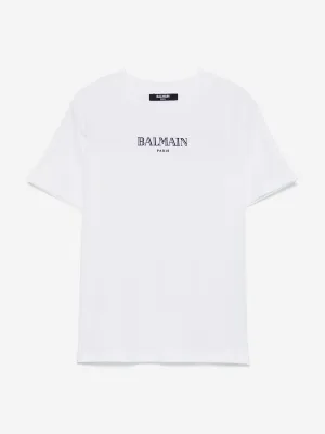 Balmain Kids Logo T-Shirt in Weiß
