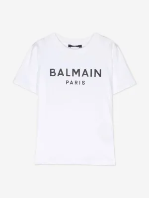 Balmain Kids Logo T-Shirt in Weiß