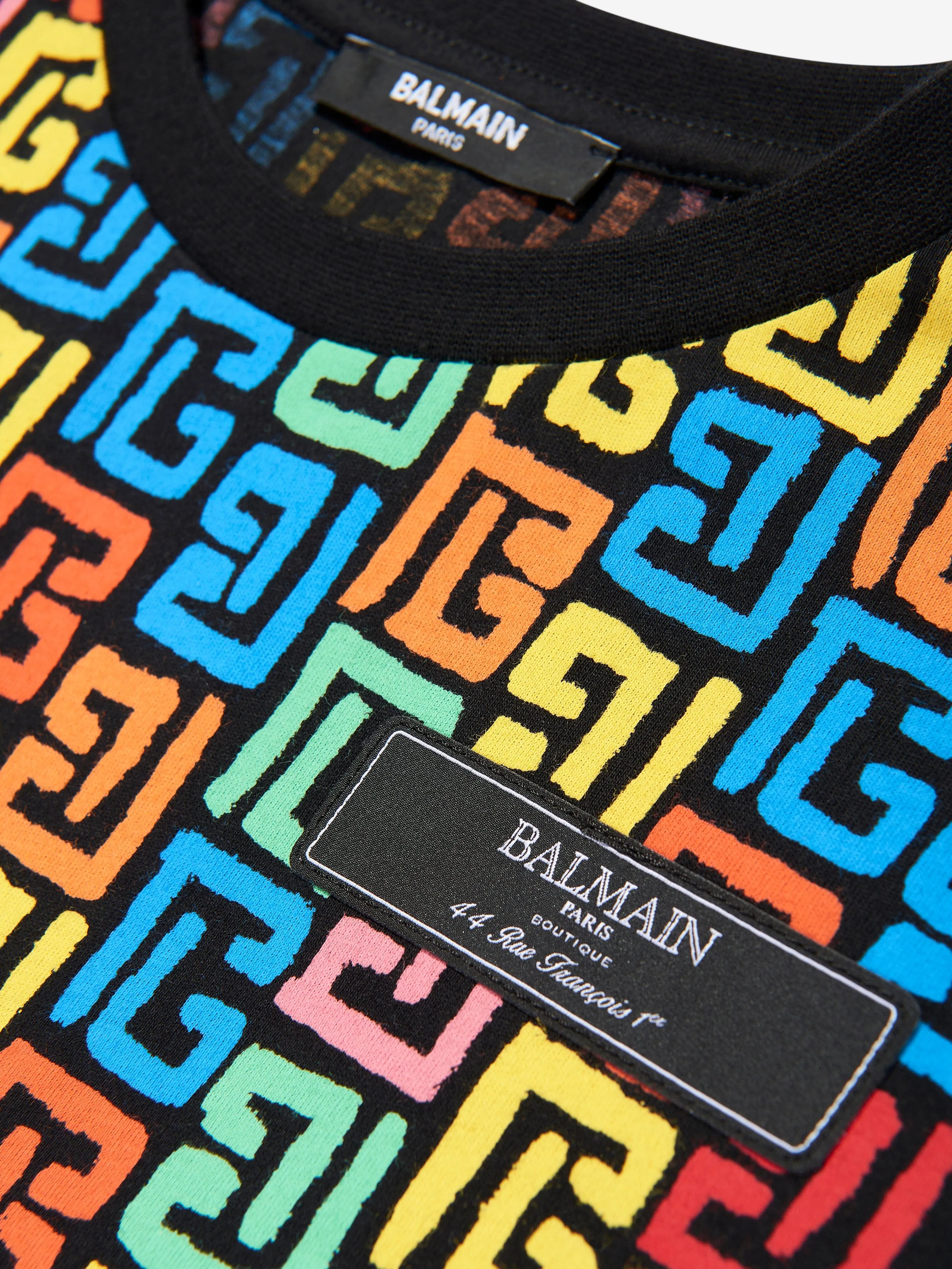Balmain Kids Monogram Logo T-Shirt in Mehrfarben