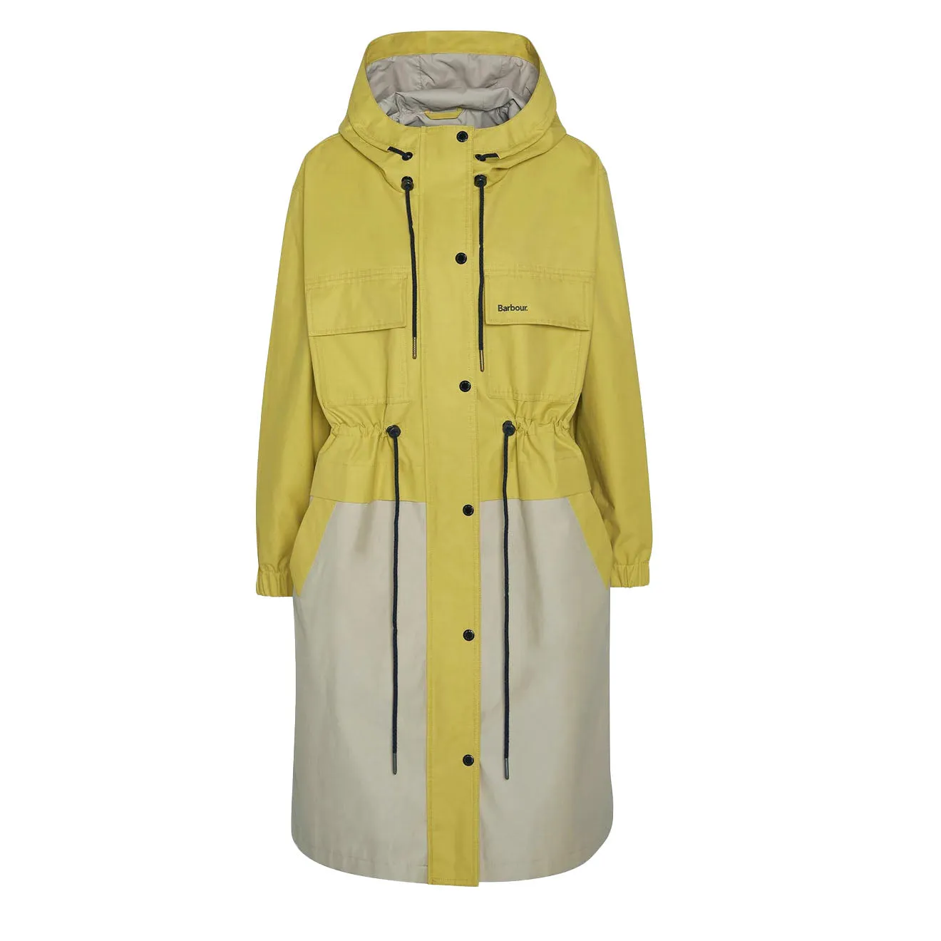 Barbour Womens Evie Showerproof Parka Limeade/Light Sand raincoats promo code