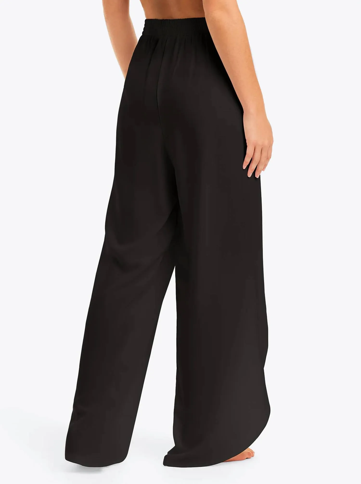 Einfache Strandhose mit fester Bindung in Schwarz