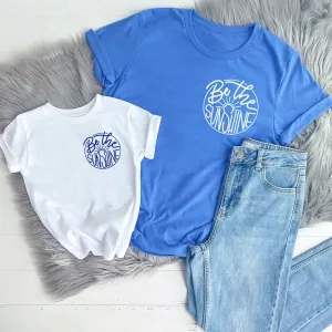 Be The Sunshine Mini Logo Matching Columbia Blue/White T-Shirts discount mum dresses