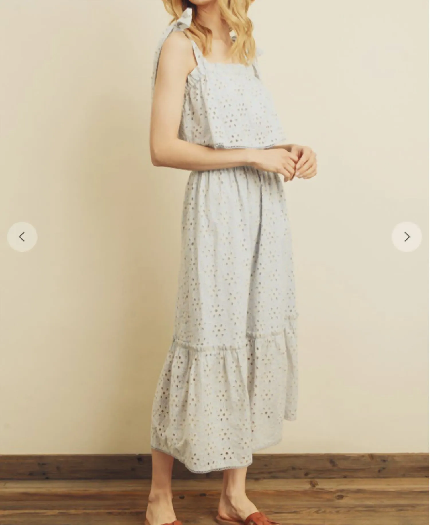 Beach Bliss Eyelet Midi Dress in Ice Blue