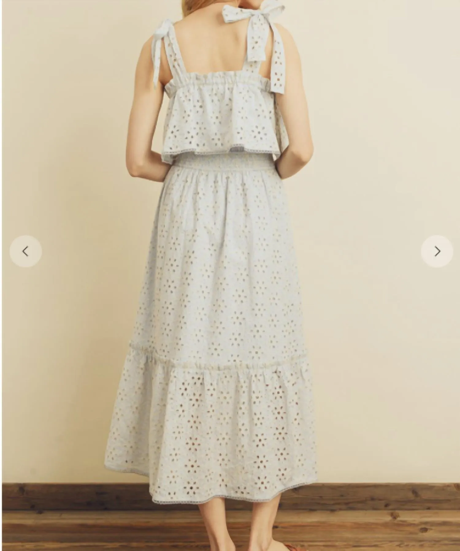 Beach Bliss Eyelet Midi Dress in Ice Blue