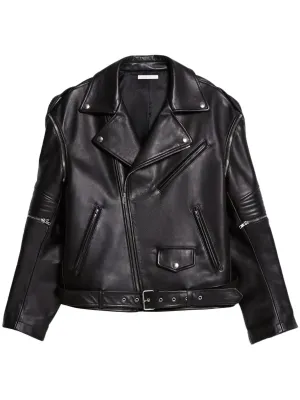 Belted Leather Biker Jacket winter jackets clearance