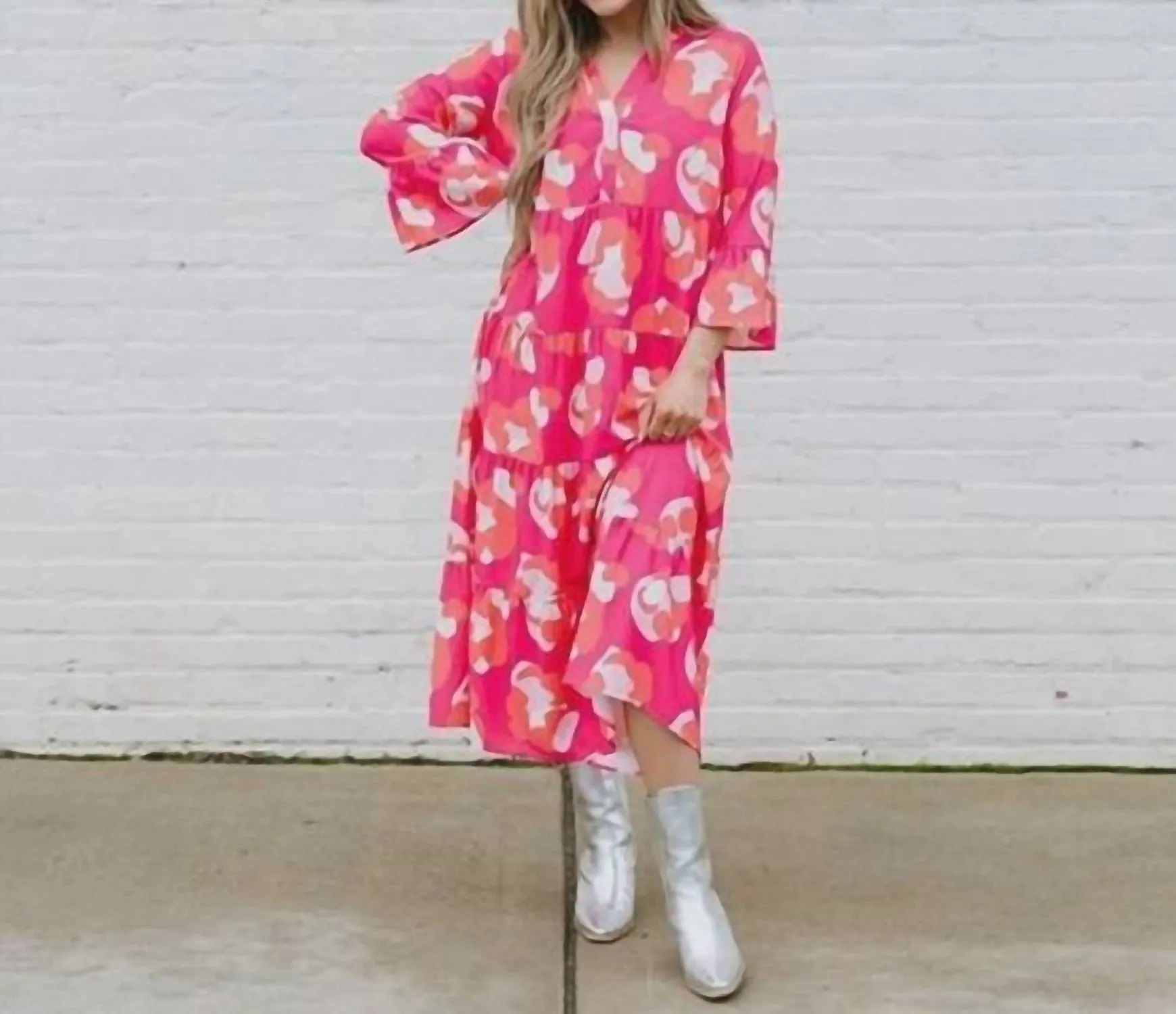 Benette Maxi Dress In Spot On Pink