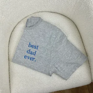Best Dad Ever Heather Grey/ Blue Embroidered Pocket Logo T-shirt dad bod shirts discount