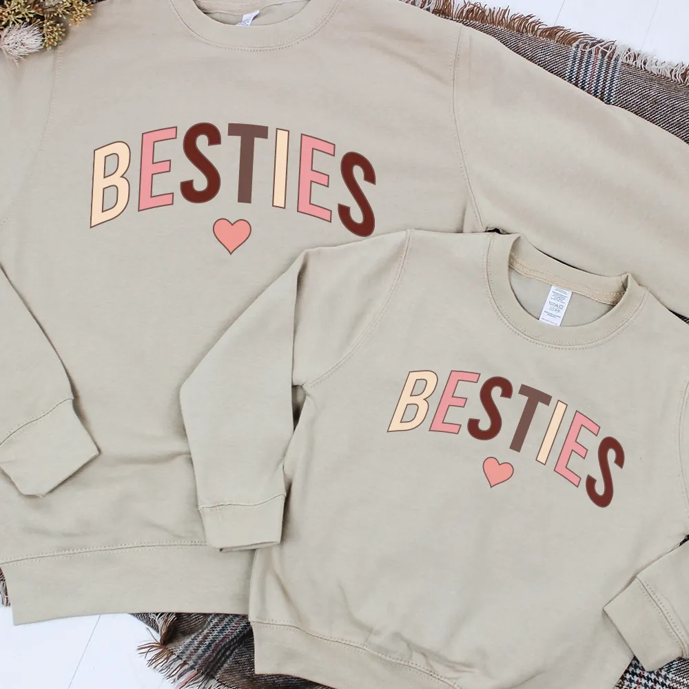 Besties Autumn Mum & Kid Matching Sweatshirts baby bump outfits discount