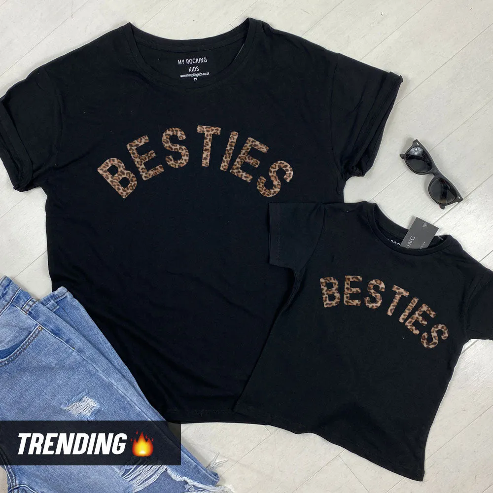 Besties Leopard Matching Black T-Shirts (MRK X) baby bump outfits discount