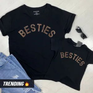 Besties Leopard Matching Black T-Shirts (MRK X) nursing tops best deals
