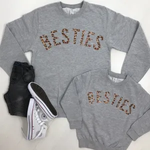 Besties Leopard Matching Sweatshirts (MRK X) maternity wear outlet