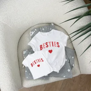 Besties Love Hearts Matching Grey/White Star Pyjamas discount mum dresses