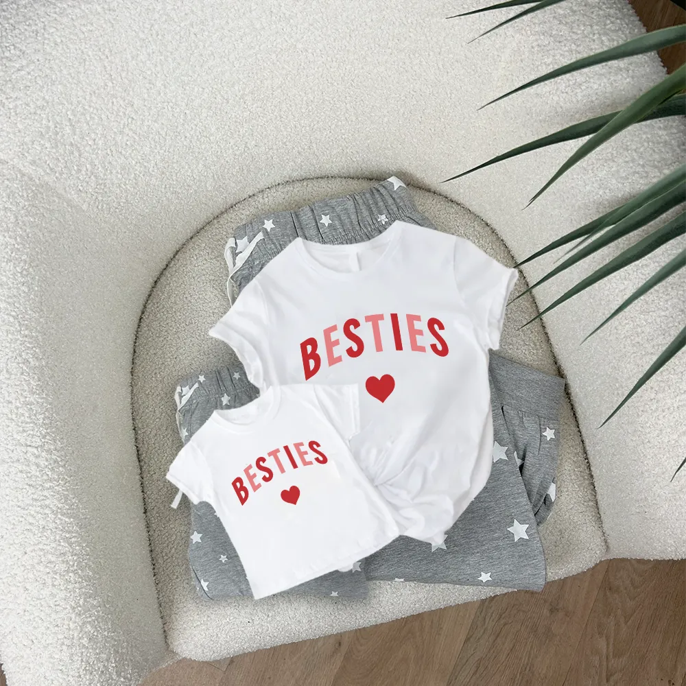 Besties Love Hearts Matching Grey/White Star Pyjamas nursing tops best deals