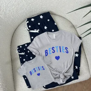 Besties Love Hearts Matching Navy/Grey Star Pyjamas discount mum dresses
