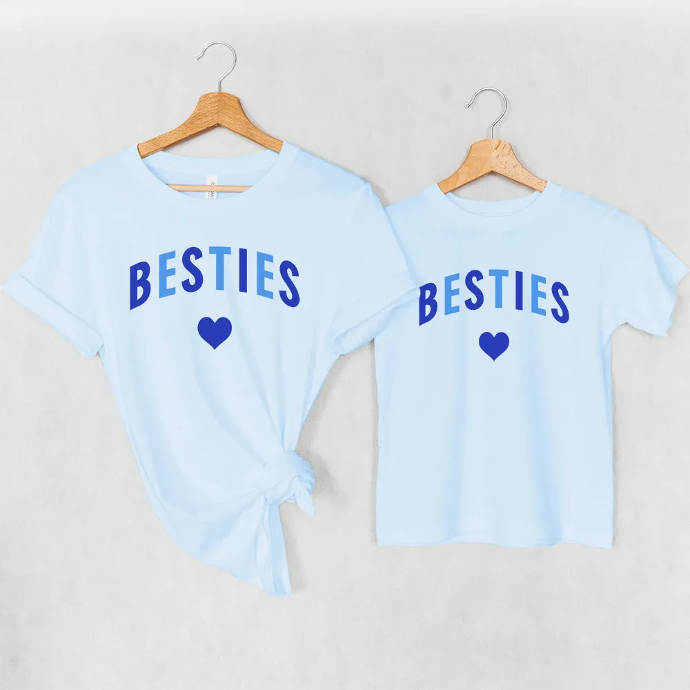Besties Love Hearts Mum & Kid Matching Blue T-Shirts baby bump outfits discount