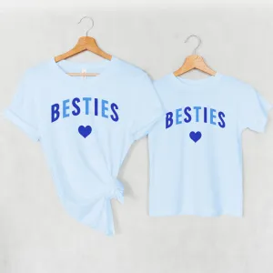 Besties Love Hearts Mum & Kid Matching Blue T-Shirts maternity leggings online