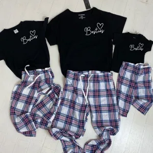 Besties Mini Logo Garland Matching White/Pink Pyjama Bottom Sets (MRK X) nursing tops best deals