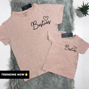 Besties Mini Logo Mum & Kid Heather Peach Matching Tees (MRK X) nursing tops best deals