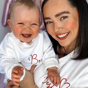 Besties Mini Logo Mum & Kid Matching Sweaters (MRK X) nursing tops best deals