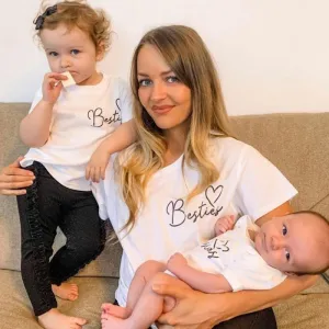 Besties Mini Logo Mum & Kid Matching Tees/Vests (MRK X) nursing tops best deals
