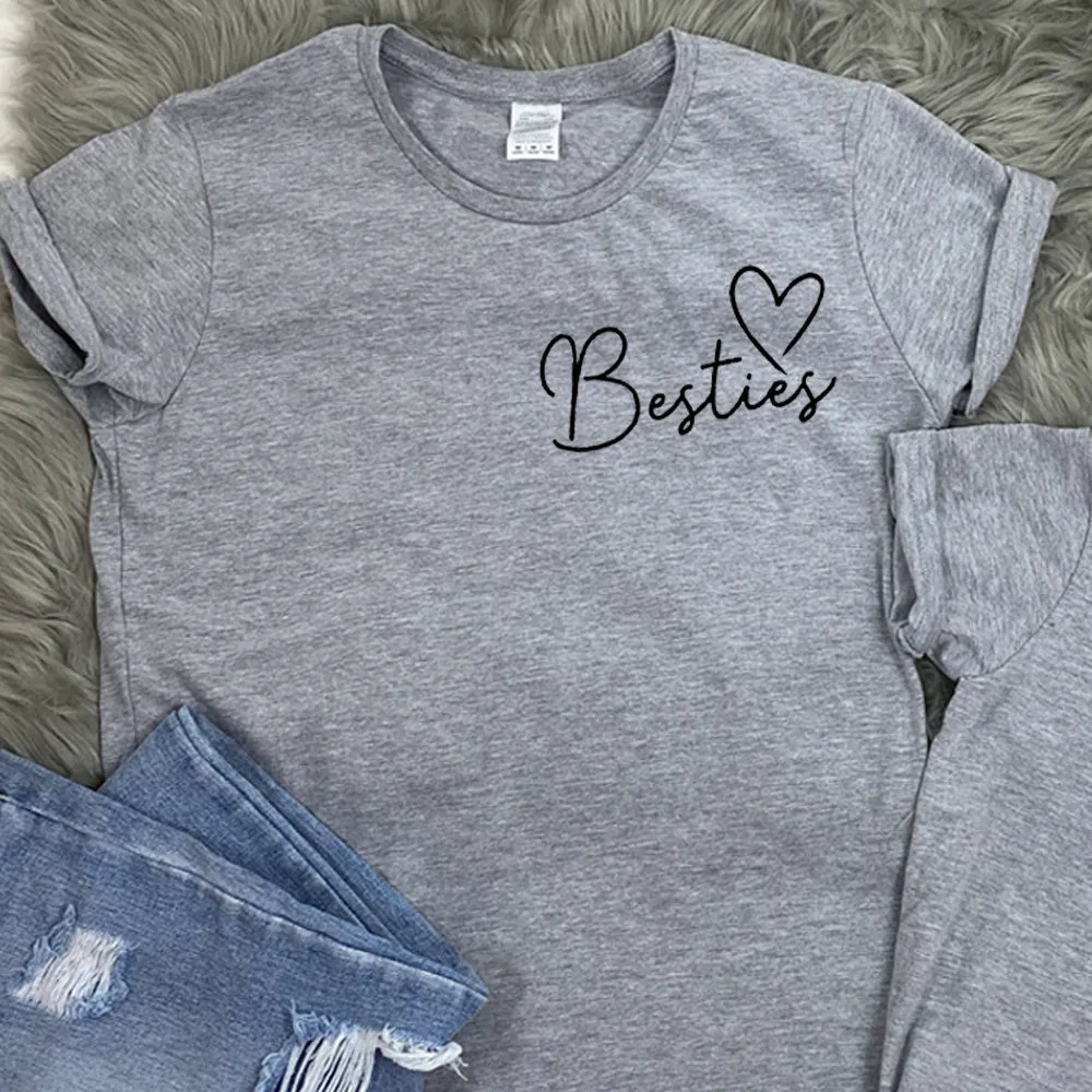 Besties Mini Logo Women & Kid Heather Grey Matching Tees (MRK X)