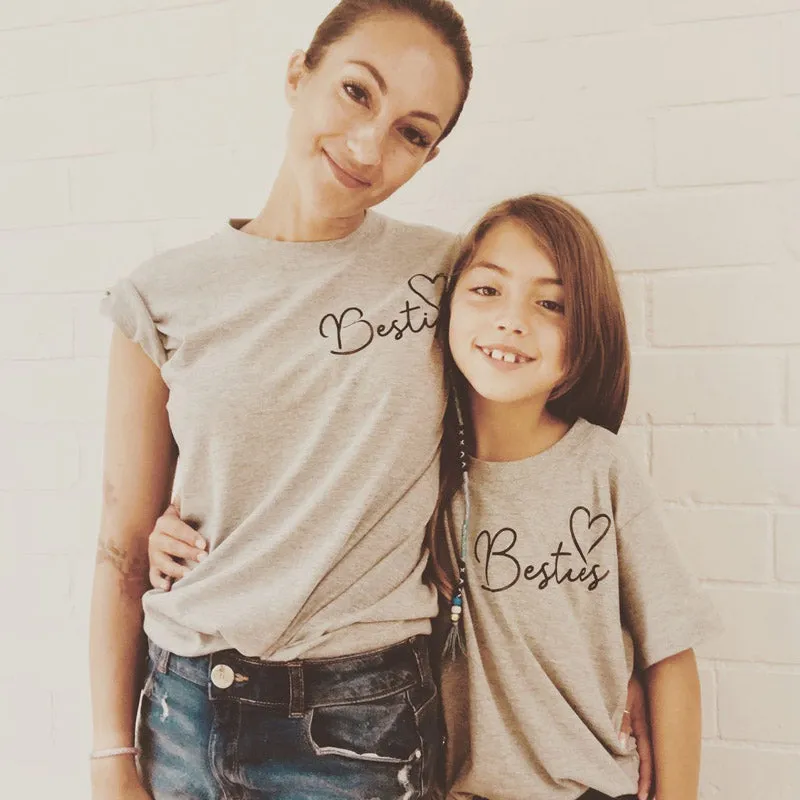 Besties Mini Logo Women & Kid Heather Grey Matching Tees (MRK X) maternity leggings online