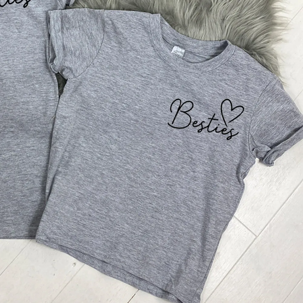 Besties Mini Logo Women & Kid Heather Grey Matching Tees (MRK X)
