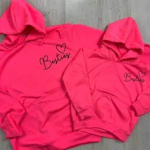 Besties Neon Pink Matching Hoodies (MRK X) discount mum dresses