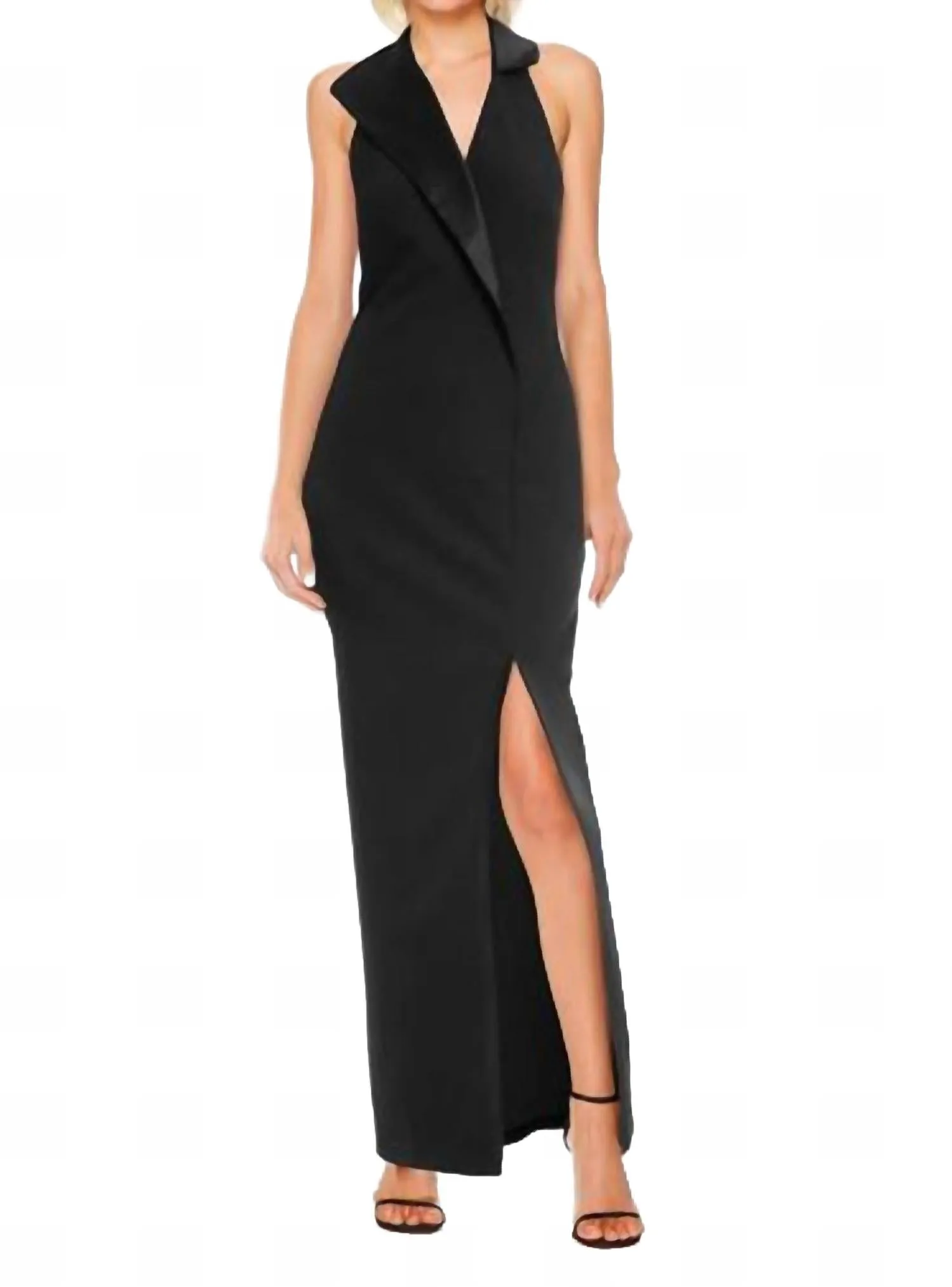Bianca Sleeveless Halter Dress In Black