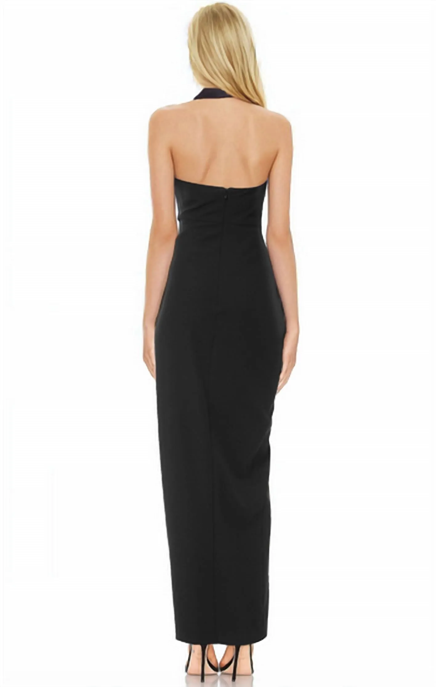 Bianca Sleeveless Halter Dress In Black