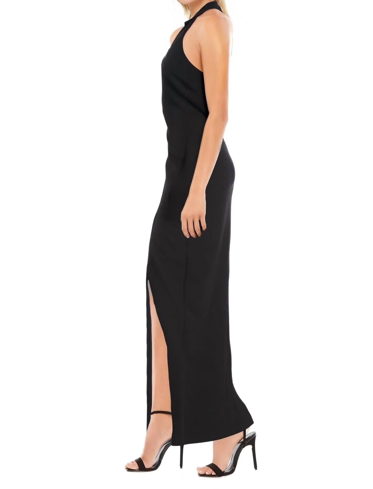 Bianca Sleeveless Halter Dress In Black