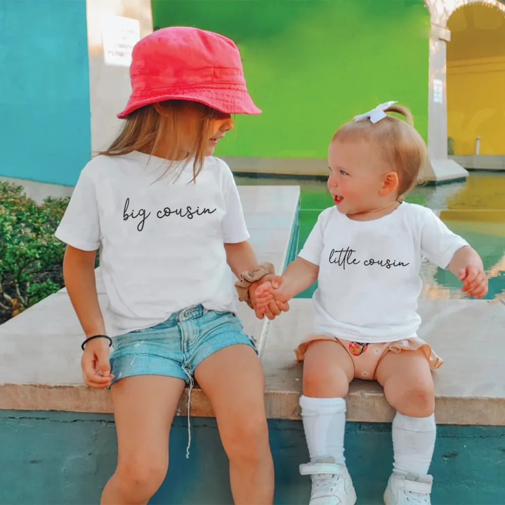 Big & Little Cousin Script Kids T-Shirt