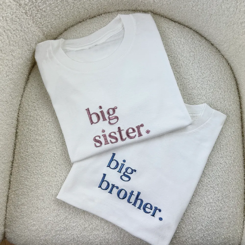 Big & Little Siblings Embroidered White T-shirts girls dresses outlet