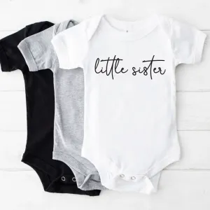 Big & Little Siblings Script Baby Bodysuits cheap baby clothes online