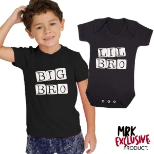 Big Bro/Lil' Bro Stamp Matching Black Tee & Bodysuit (MRK X) boys outfits online store