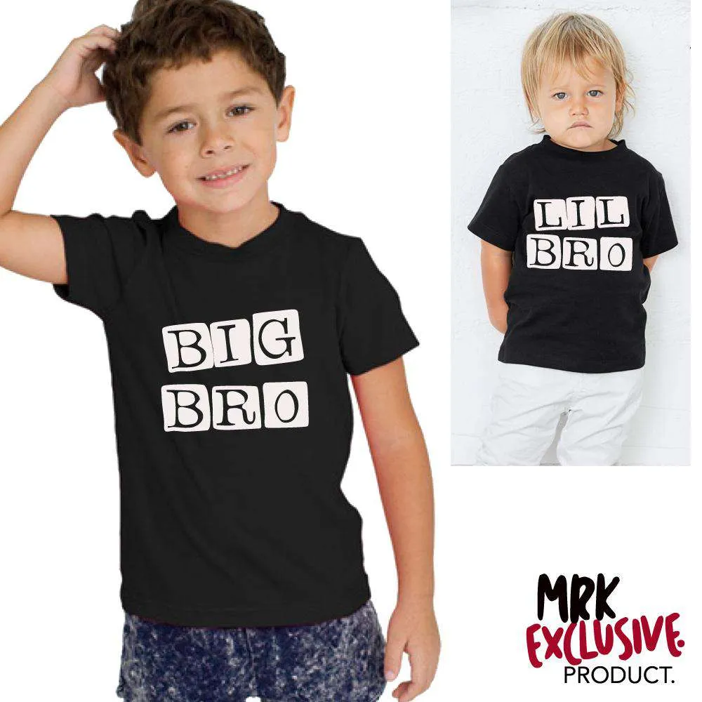 Big Bro/Lil' Bro Stamp Matching Black Tees (MRK X) boys outfits online store