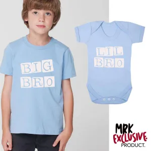Big Bro/Lil' Bro Stamp Matching Sky Blue Tee & Bodysuit (MRK X) boys outfits online store