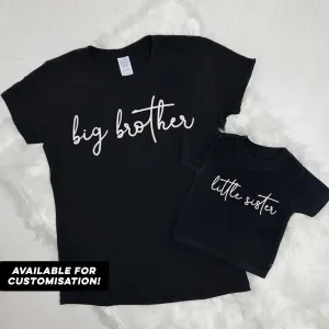 Big Brother & Little Sister Black Script T-Shirts boys outfits online store