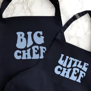 Big Chef & Little Chef Black/Blue Aprons Grandparent Clothing - grandma outfits sale