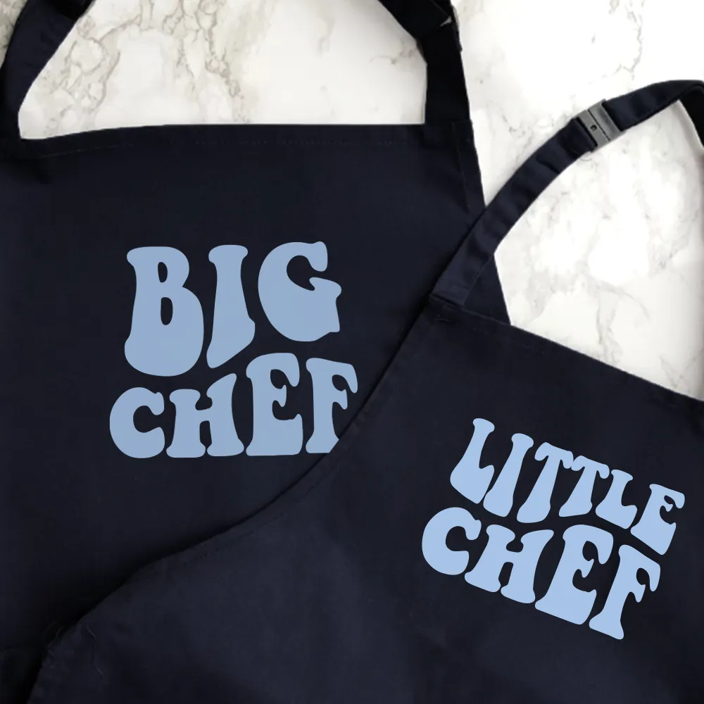 Big Chef & Little Chef Black/Blue Aprons mens dad clothes online