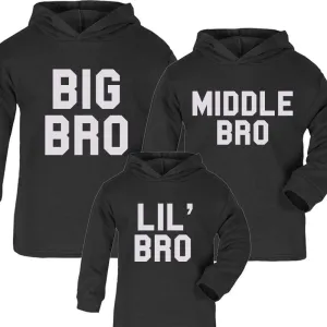 Big, Lil' and Middle Bro Matching Black Hoodies (1-13 Years) (MRK X) boys outfits online store