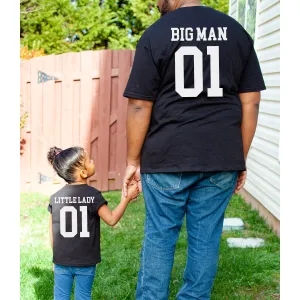 Big Man & Little Lady 01 Matching Black T-Shirts dads clothes cheap