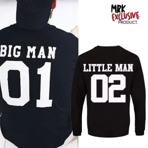 Big Man/Little Man Dad & Son Matching Black Sweatshirts (MRK X) mens dad clothes online