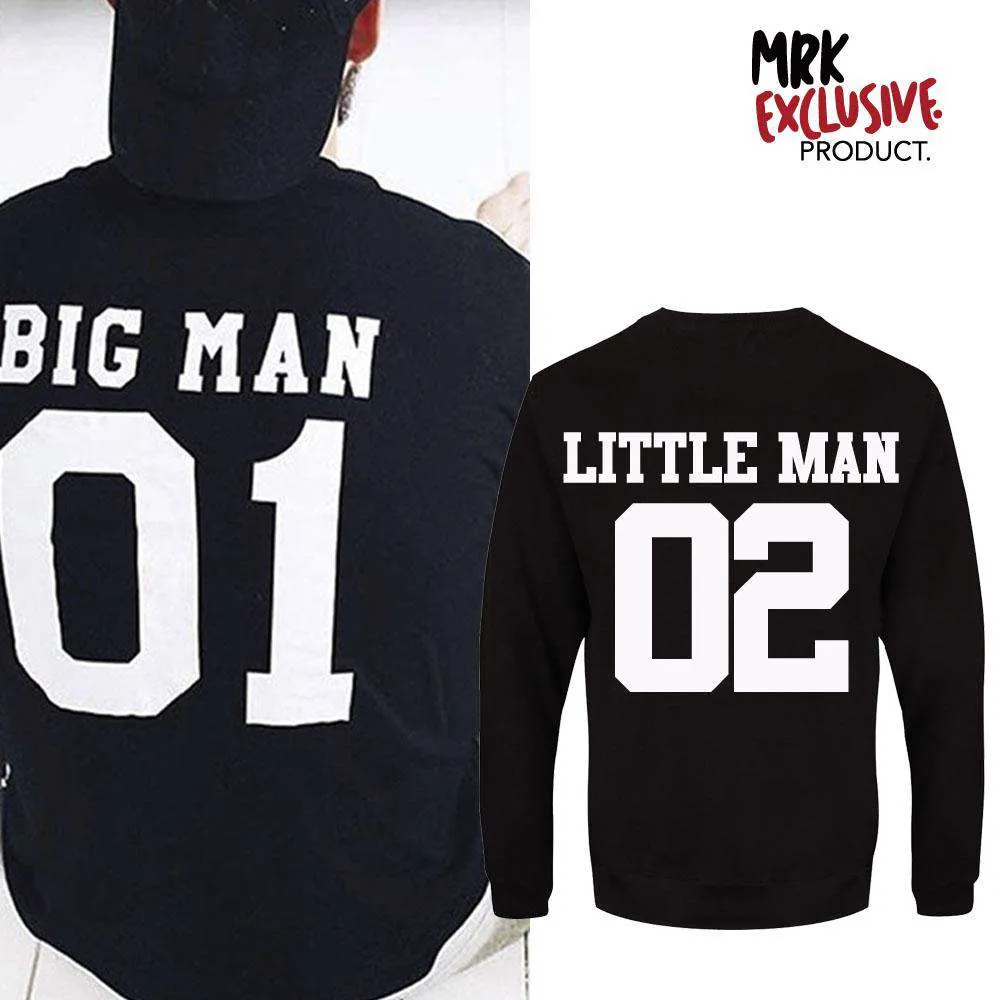Big Man/Little Man Dad & Son Matching Black Sweatshirts (MRK X) mens dad clothes online