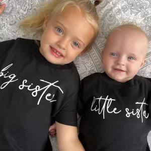 Big Sister & Little Sister Black Script T-Shirts girls dresses outlet