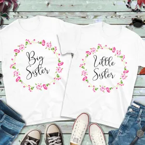 Big Sister & Little Sister Floral Ring T-Shirts (MRK X) girls dresses outlet