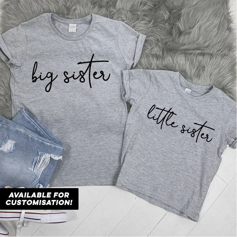 Big Sister & Little Sister Grey Script T-Shirts (MRK X) girls dresses outlet