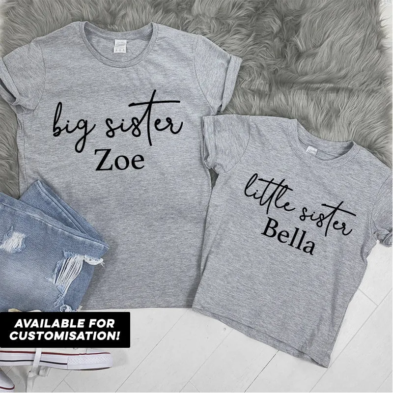 Big Sister & Little Sister Grey Script T-Shirts (MRK X)