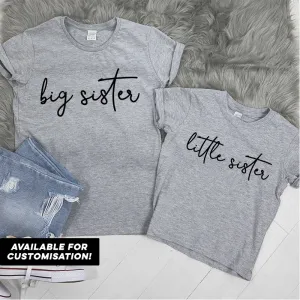 Big Sister & Little Sister Grey Script T-Shirts (MRK X) girls dresses outlet