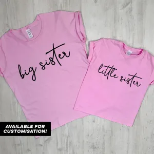 Big Sister & Little Sister Pink Script T-Shirts (MRK X) girls dresses outlet